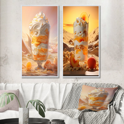 «Trifle Temptation Peach Dessert - Desserts», ensemble de 2 reproductions d'art sur toile
