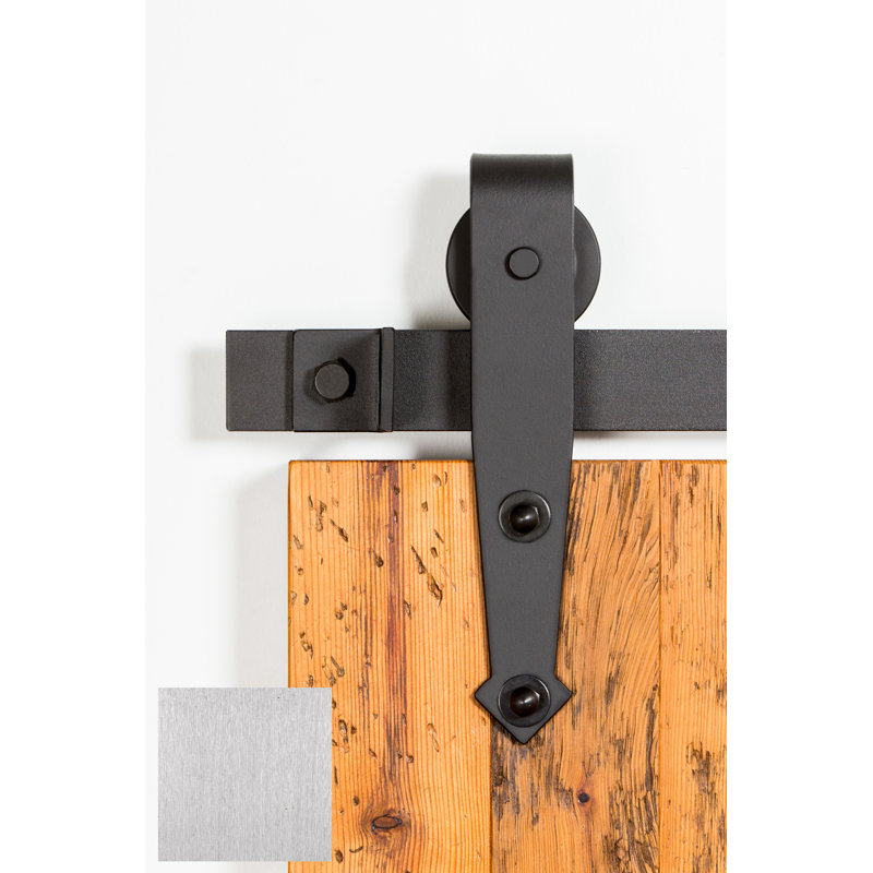 Ensemble de quincaillerie de porte de grange simple standard Arrowhead Premium, 96 po, Acier inoxydable brossé