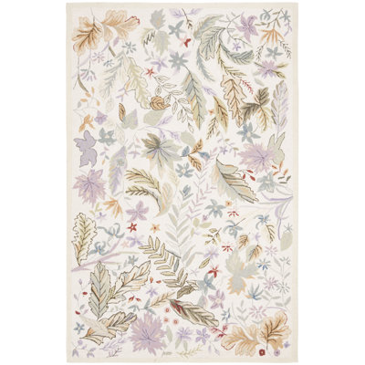 Tapis en laine crocheté à la main à motif floral Hogle