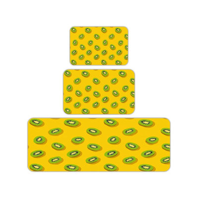 Yellow Kiwi Kitchen Rug 3 Piece Set for Kitchen & Kids’ Room