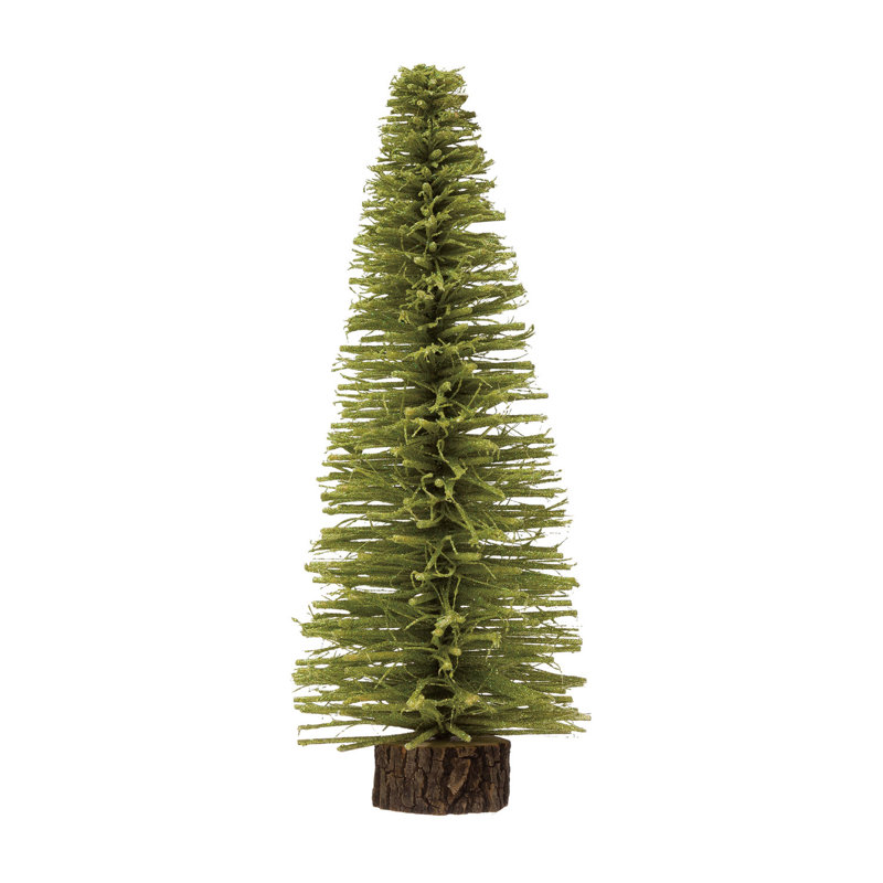 Sisal Bottle Brush Tree With Wood Slice Base
