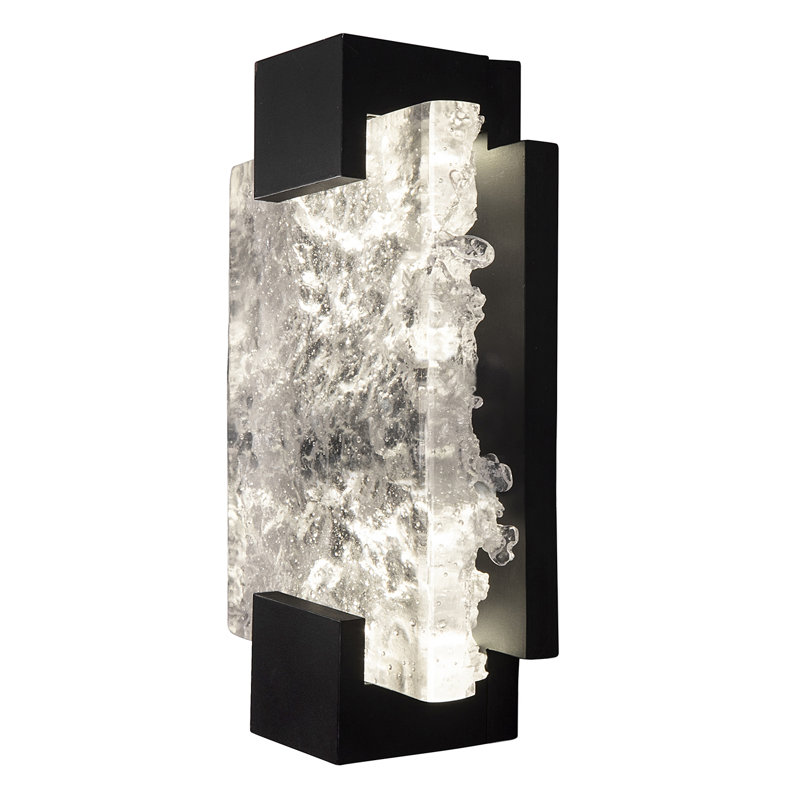 Terra LED Flush Mounted Sconce, Black, Clear, 11.75" H x 6.25" W x 3.5" D