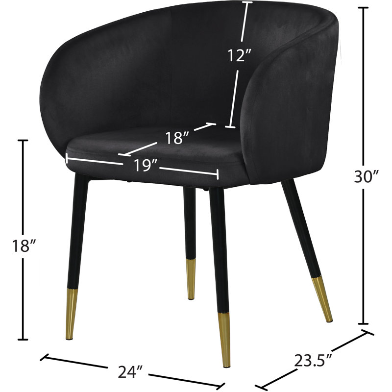 Analeah 18'' H Velvet Upholstered Armchair, Black Velvet