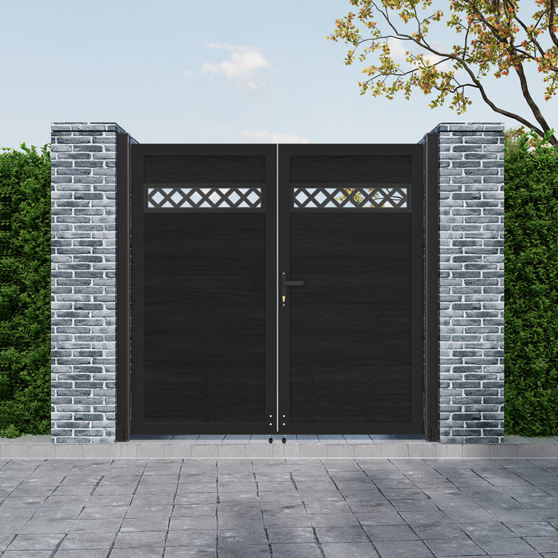 Barrière d'intimité décorative 6 pi H * 8 pi l avec cadres en métal et ensembles de poignées, double barrière en bois composite en plastique - sans les poteaux