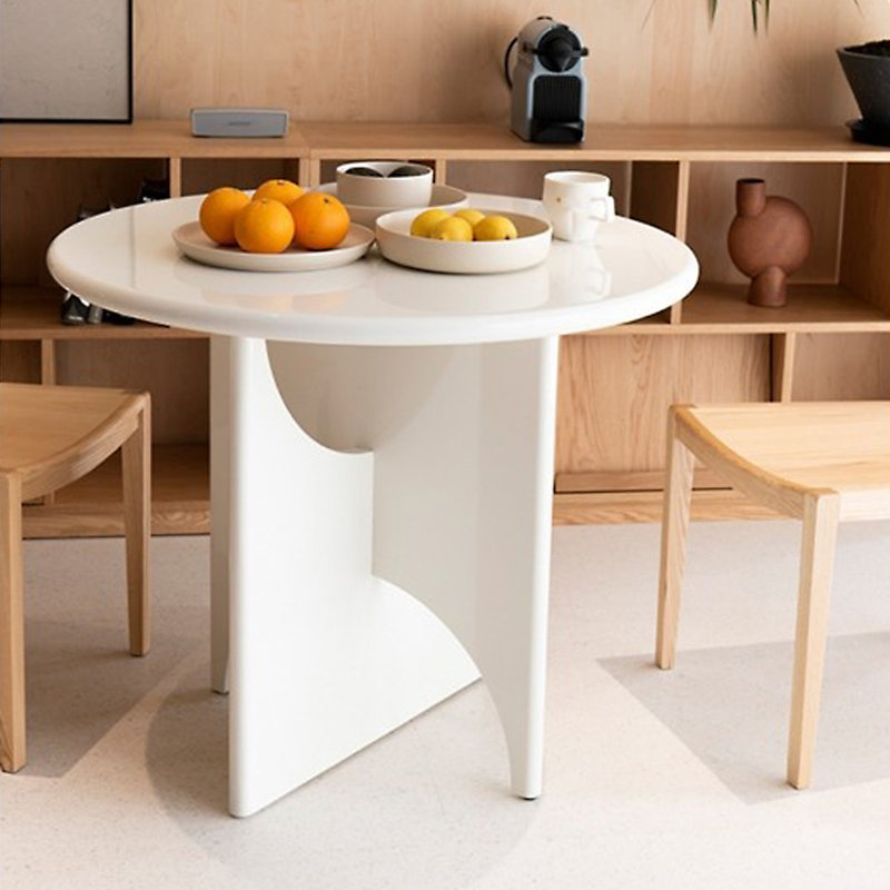 White Round Solid Wood Dining table