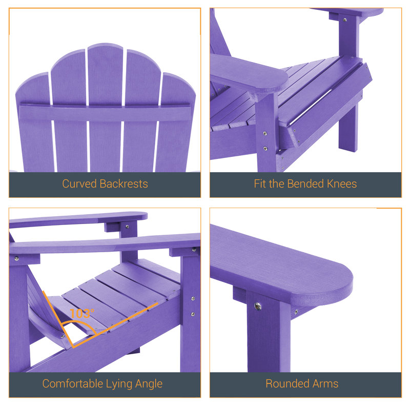 Chaise Adirondack de HiPS résistante aux intempéries, Mauve
