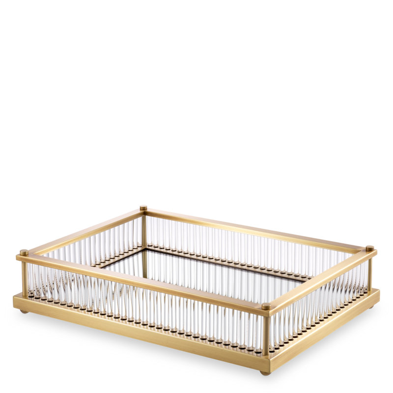 Cora Decorative Tray, Gold/Clear, 3.54" H x 15.55" W x 15.55" L