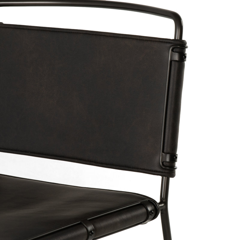 Kenza Counter Stool, Counter Stool (26” Seat Height), Vegan Leather-Black, Black