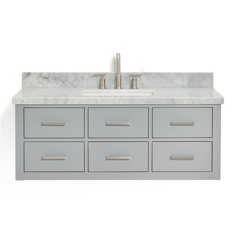 Ensemble de meuble-lavabo mural simple 49 po, Gris, Nickel brossé