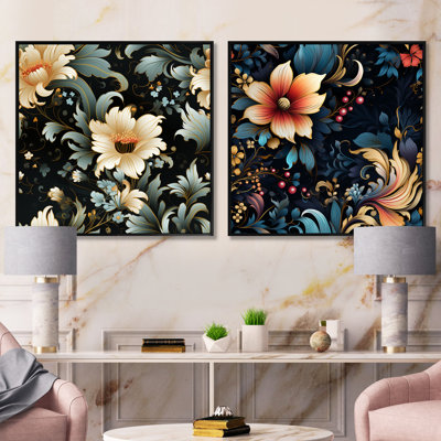 Vanhook - Ensemble de 2 collages floraux et botaniques carrés