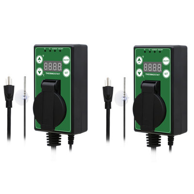 Ensemble de 2 thermostats numériques thermostatiques noirs pour serre chaude