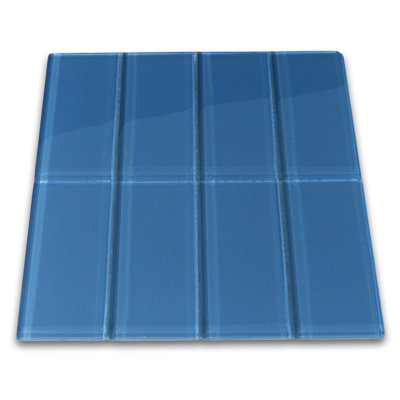 Sapphire 3" x 6" Glass Mosaic Tile in Glacier – Ideal for Backsplashes Showers and Walls - 1 Sq Ft