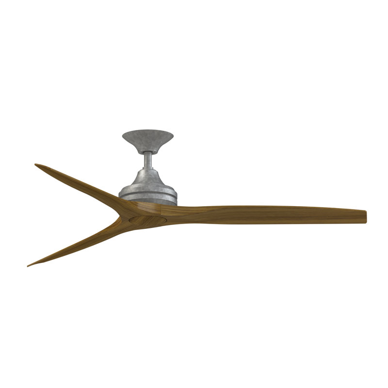 Spitfire 60 inch Indoor/Outdoor Ceiling Fan - Galvanized with Koa blades, Galvanized, Koa