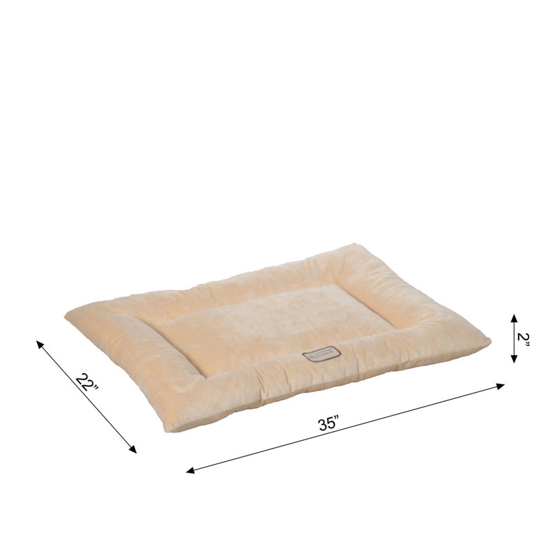 Large Beige Velvet Pet Bed Mat with Poly Fill
