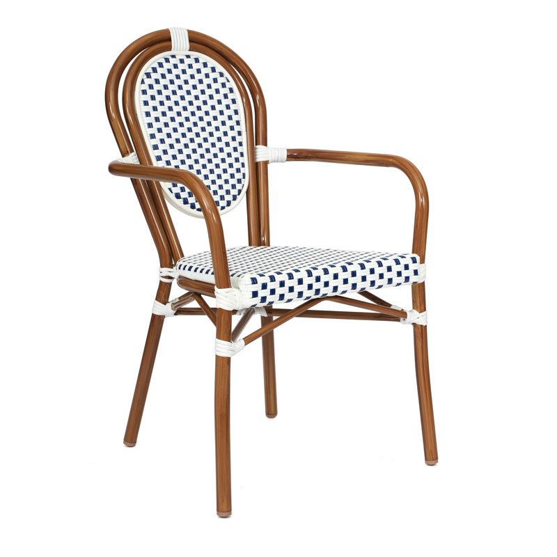 Chaise Paris empilable Connally, Blanc / marine / naturel