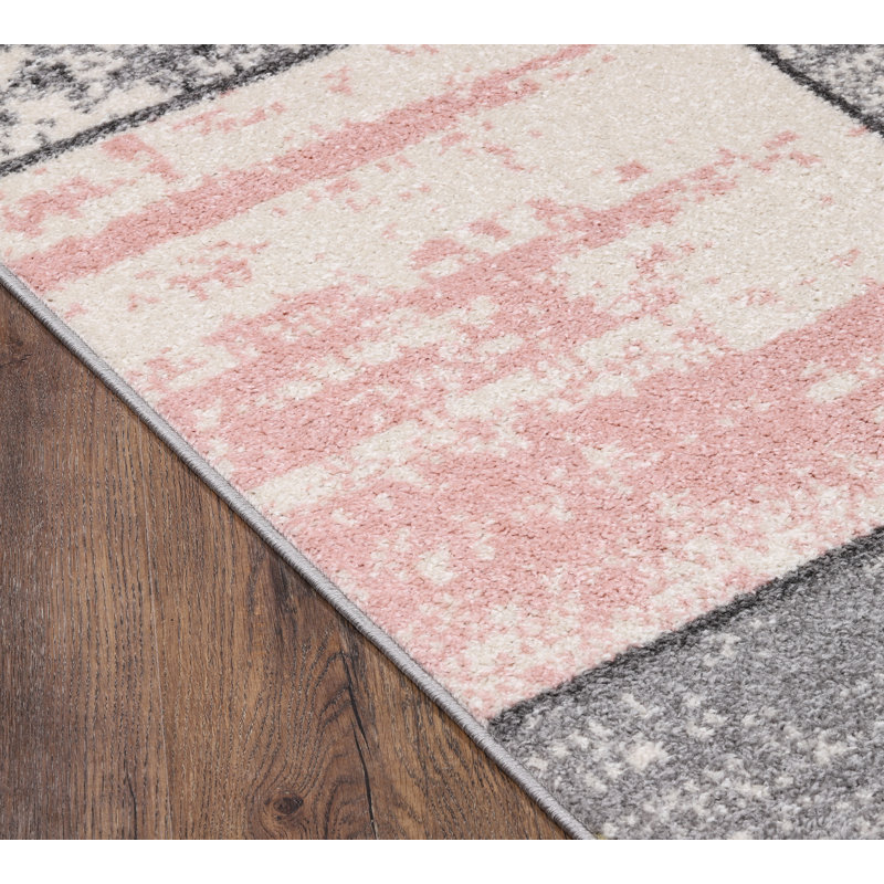 Tapis rose / gris Jaydenlee, Rectangle de 2 pi x 3 pi