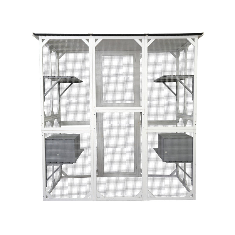 Cage à chat en bois blanc
