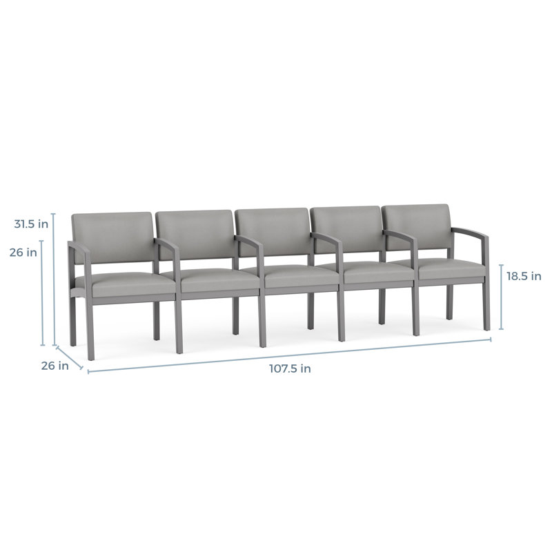 Canapé Lenox en bois 5 places avec accoudoirs centraux, Noyer Riftwood, Verso: bleu denim Siège: PP bleu impérial