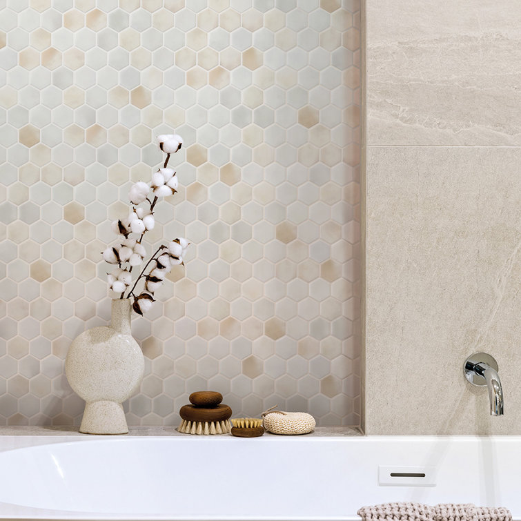 Spectrum Silk Hexagon 2 Inch Recycled Glass Mosaic Wall and Floor Tile