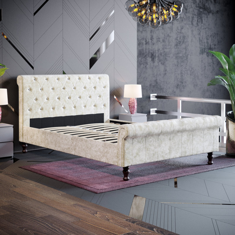 Barr Upholstered Bed, Double (4'6), Oyster