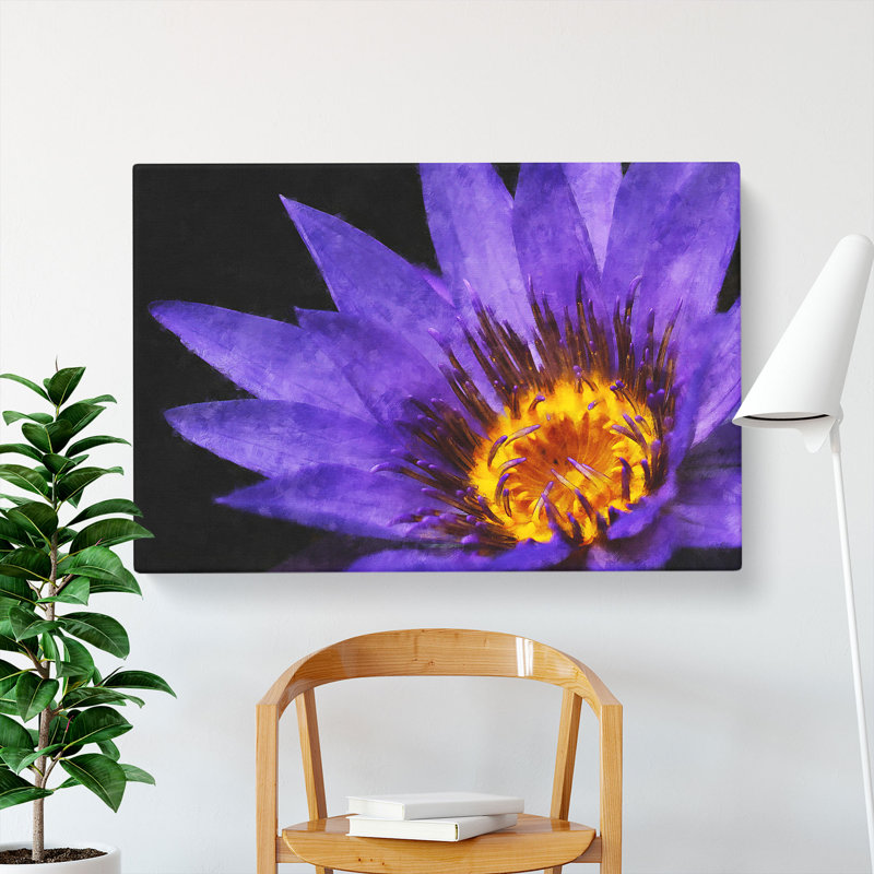 Purple Water Lily - Wrapped Canvas, 35cm H x 50cm W x 3cm D