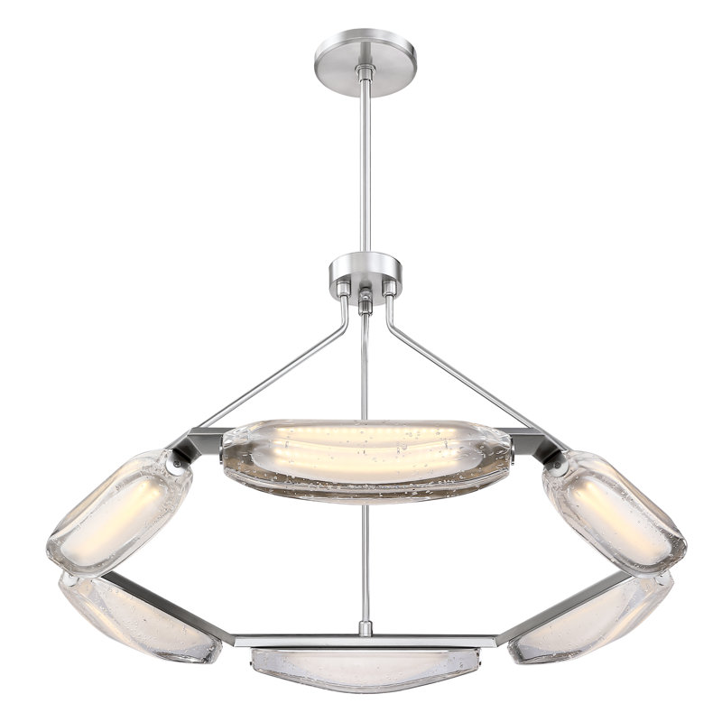 Lustre moderne en verre 32,5 "Led, Chrome chrome