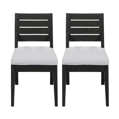 Outdoor Armless Chair In Grey Color - Constructed With Wood And Padding 2pcs Dining Furniture, & Padding, Slat Back Seat, Patio Chair, 400 Lbs Weight Load