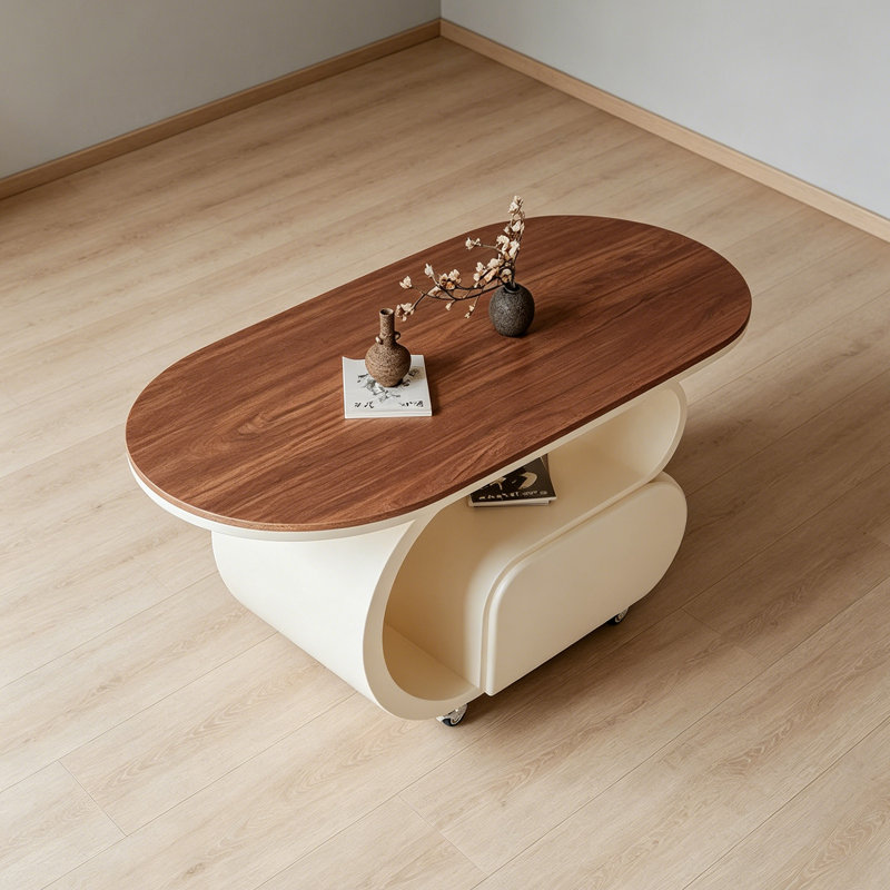 Table basse Nordic, H 19,68 po x L 31,49 po x l 15,74 po, Brun noisette / crème