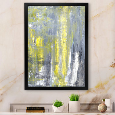 «Gray and Yeollow Abstract Merging VII», art mural moderne et contemporain sur toile