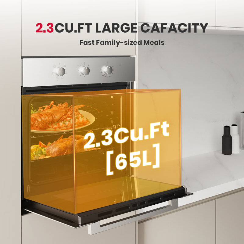 24" Stainless Steel Electric Single Wall Oven with 6 Cooking Functions