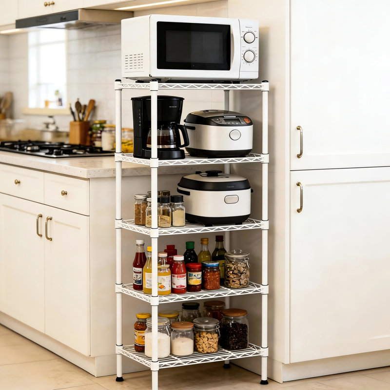 Étagère à 5 niveaux en fil métallique robuste pour le salon et la chambre à coucher - Organisateur pratique