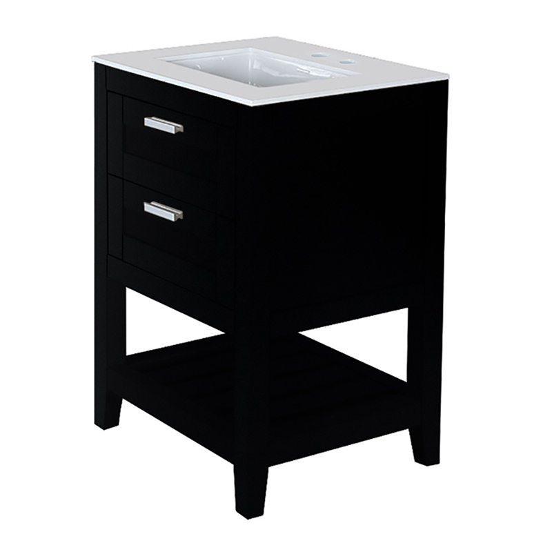 Stile 23.5'' W Single Vanity, Matte Black, No Hole, Matte White
