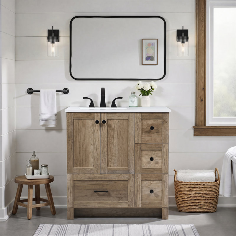 Ensemble de meuble-lavabo simple 32 po Soma, Chêne naturel