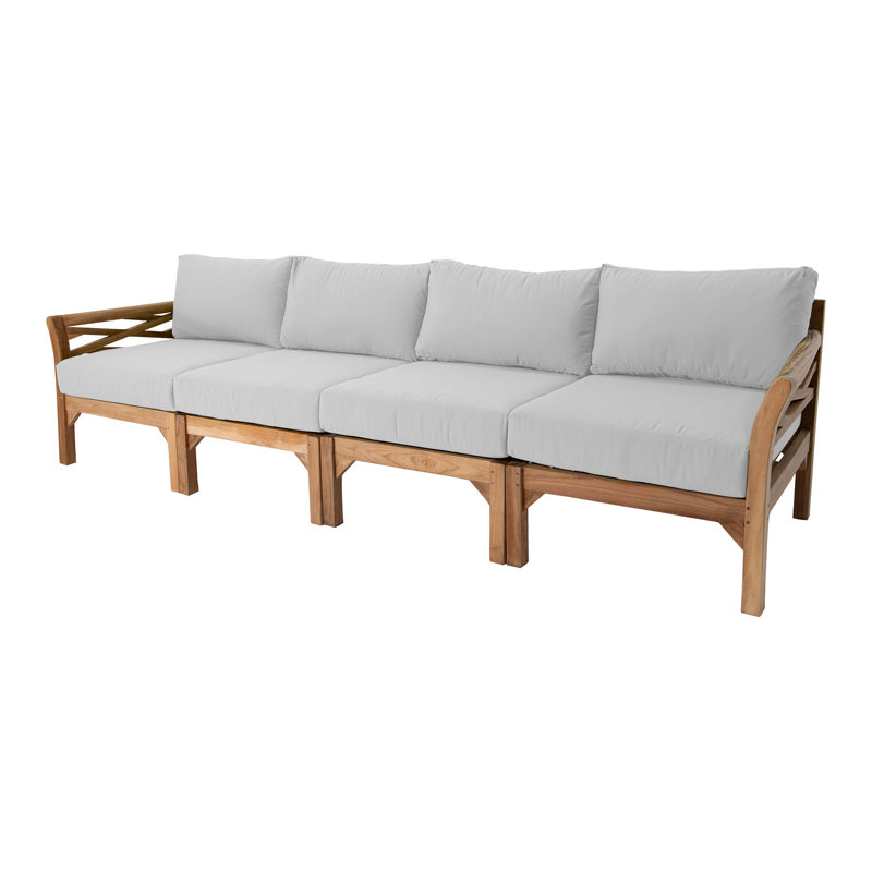 Monterey Teak Outdoor Deluxe Sofa with Sunbrella Cushions, Natural