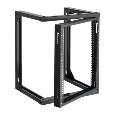 Support mural 12U, capacité de charge maximale de 150 lb, support réseau à cadre ouvert avec porte pivotante à 180 degrés, acier au carbone, pour équipement de réseau informatique de 19 pouces et serveur AV, noir