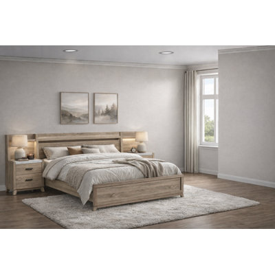 Classic Panel Bedroom Set in Brown Finish
