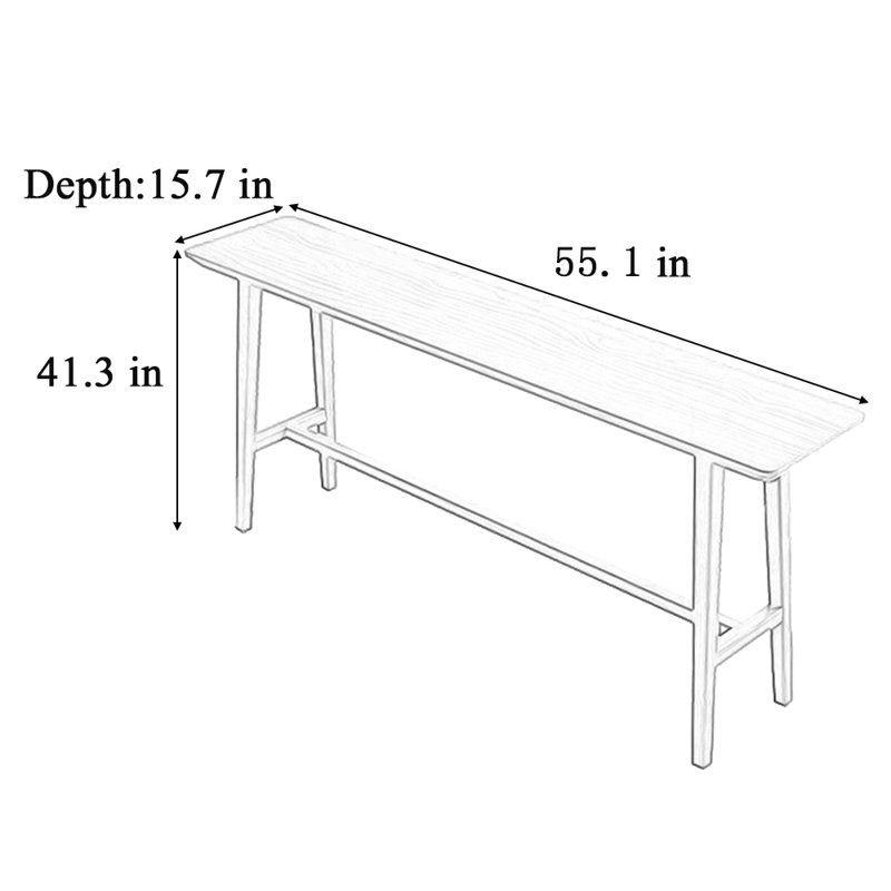 Table de bar en bois massif à usage domestique, H 41,3 po x L 55,1 po x l 15,7 po