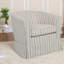 Chaises d'appoint pivotantes lisses, structure en métal et tissu, rayures modernes