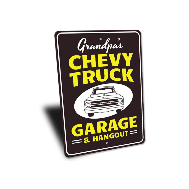 Enseigne en aluminium Chevy Garage Hangout, H 18 po x l 12 po x P 0,06 po