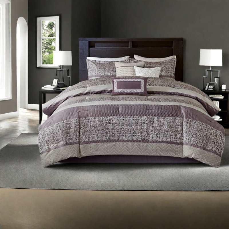 Ensemble de literie de luxe pour lit très grand en jacquard de polyester