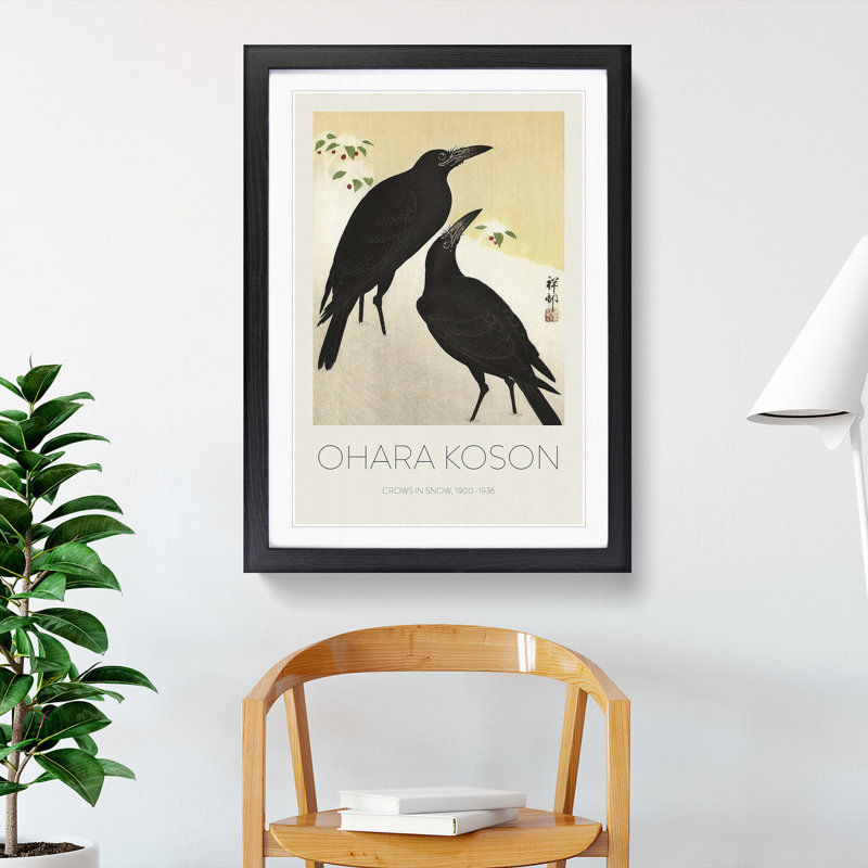 Crows in the Snow 1 Piece Single Picture Frame Wall Art, 36cm H x 27cm W x 2cm D, Black Framed
