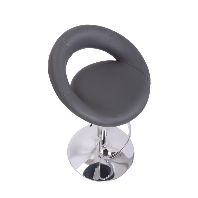 Basham Swivel Upholstered Adjustable Height Counter Stool with Metal Frame, Chrome, Charcoal
