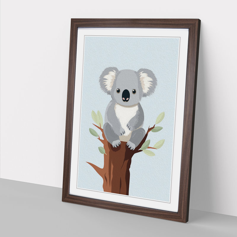 Koala Bear Minimalism No.2 - Framed Print, 46cm H x 34cm W x 2cm D, Walnut 