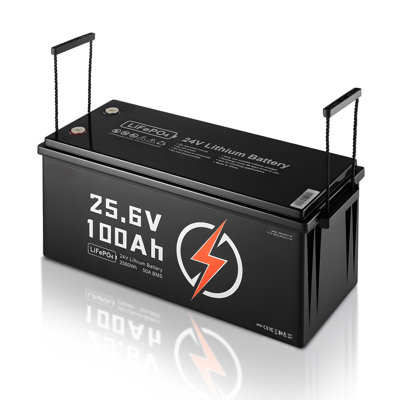 24V 100Ah LiFePO4 Lithium Battery, Bluetooth, Deep Cycle Lithium Rechargeable Battery, Built-in 50A BMS, Low Temp Protection, 4000+ Cycles, Max. 2560Wh, for RV, Camper, Trolling Motors, Marine