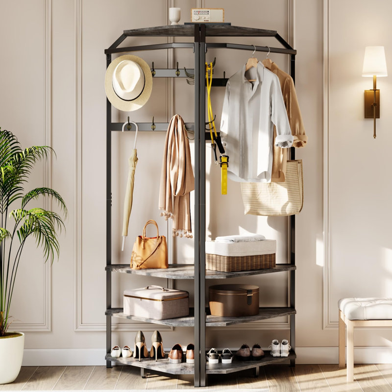 Metal Freestanding 1 - Hook Coat Rack, Gray