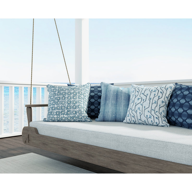 Stacatto Square Indoor/Outdoor Pillow Cover & Insert, 18" x 18", Navy