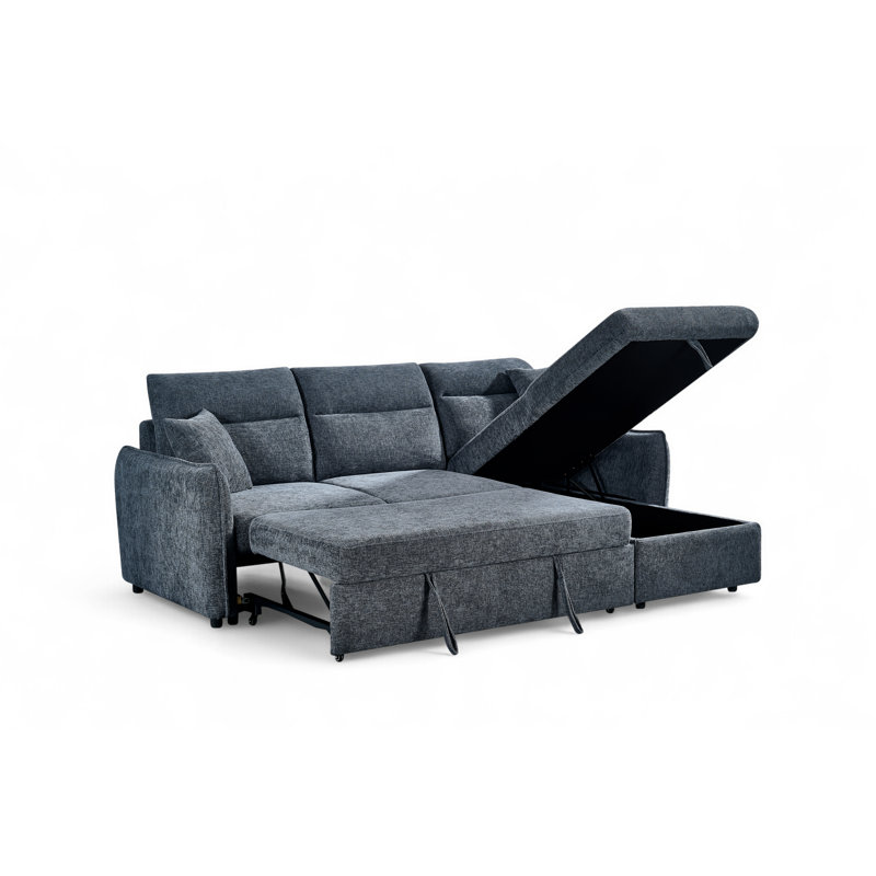 4 Seater Sofa Bed, Blue, Right Hand Facing