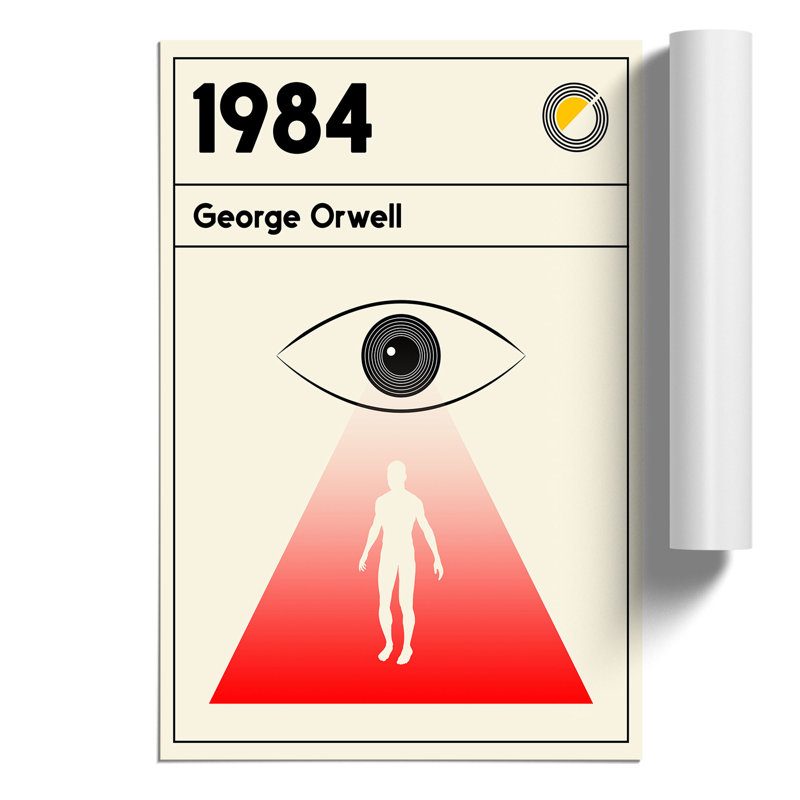 Book Cover 1984 George Orwell - Wall Art, 84cm H x 59cm W x 0.1cm D