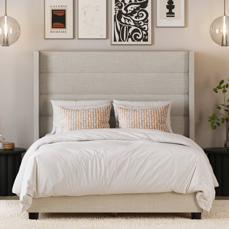 Brantley Tufted Wingback Upholstered Bed Frame