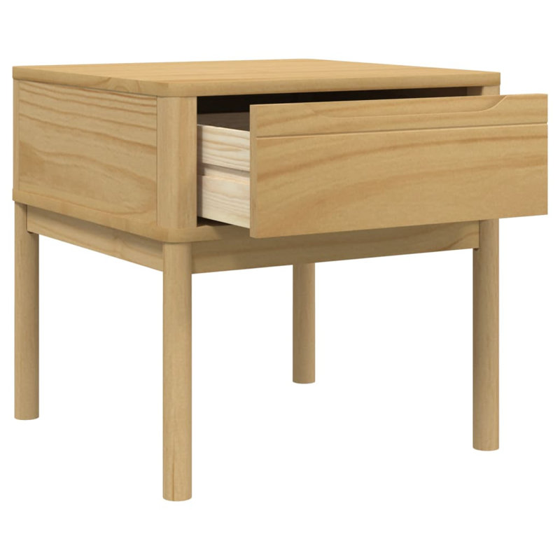 Pantha Solid Wood End Table, Wax Brown